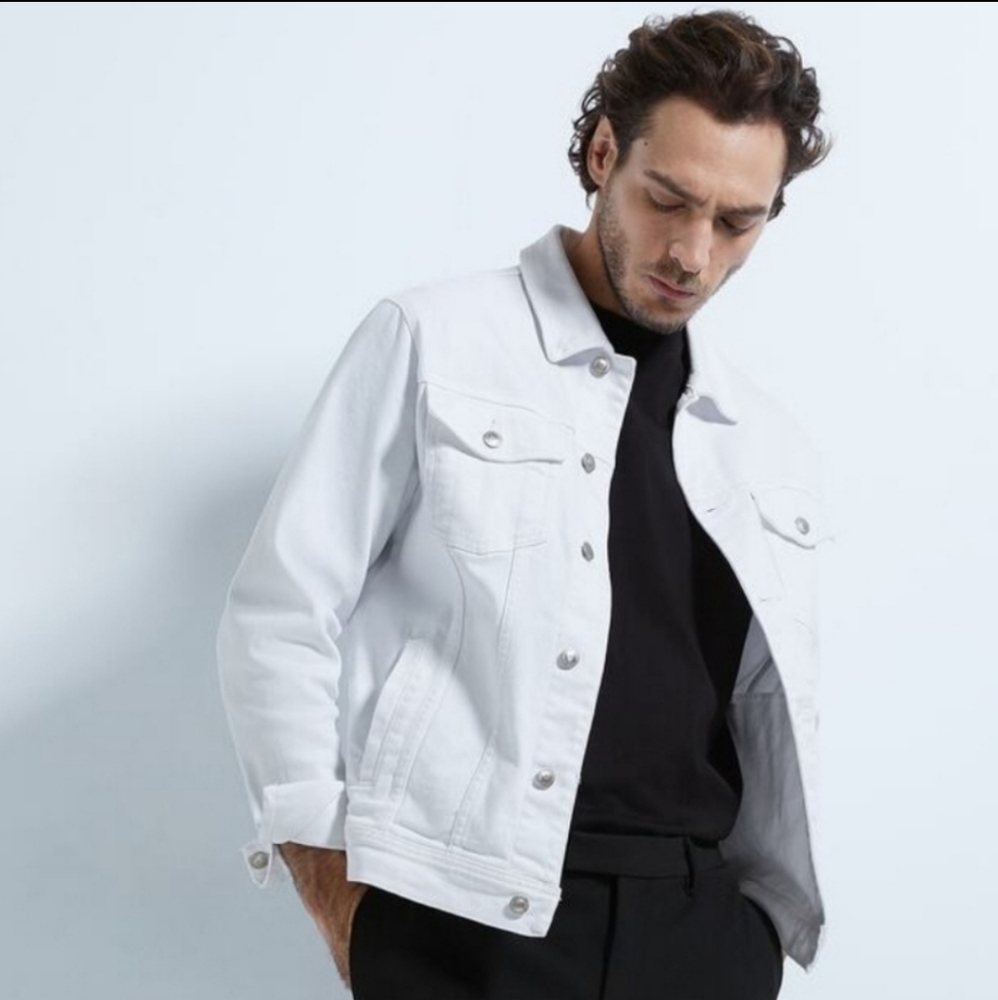 Zara - Men's White Denim Jacket